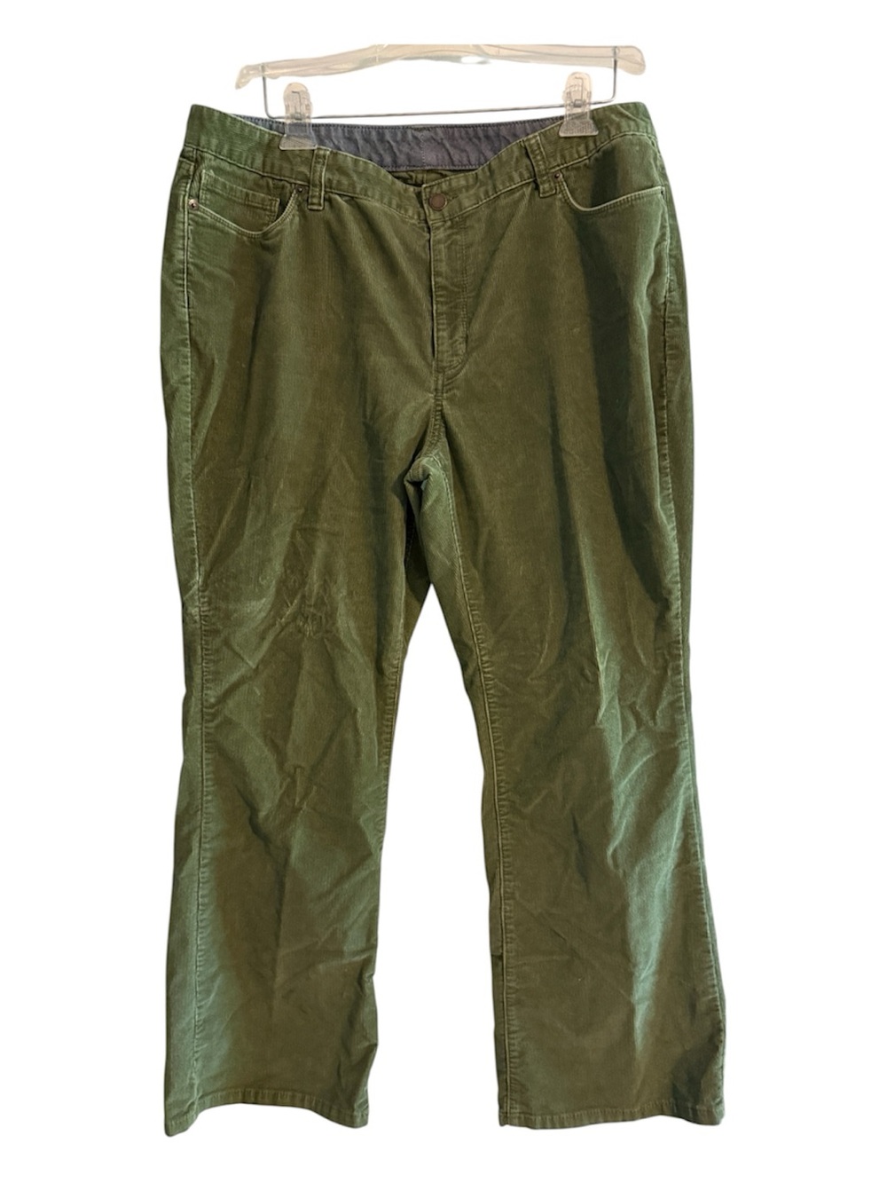 L L Bean Women’s Favorite Fit Straight Leg Corduroy Pants Green Size 16P